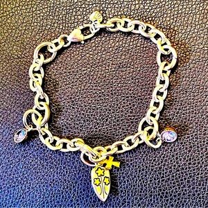 Brighton Chain Charm Bracelet Sentiment Charms & Lavender Swarovski Crystals